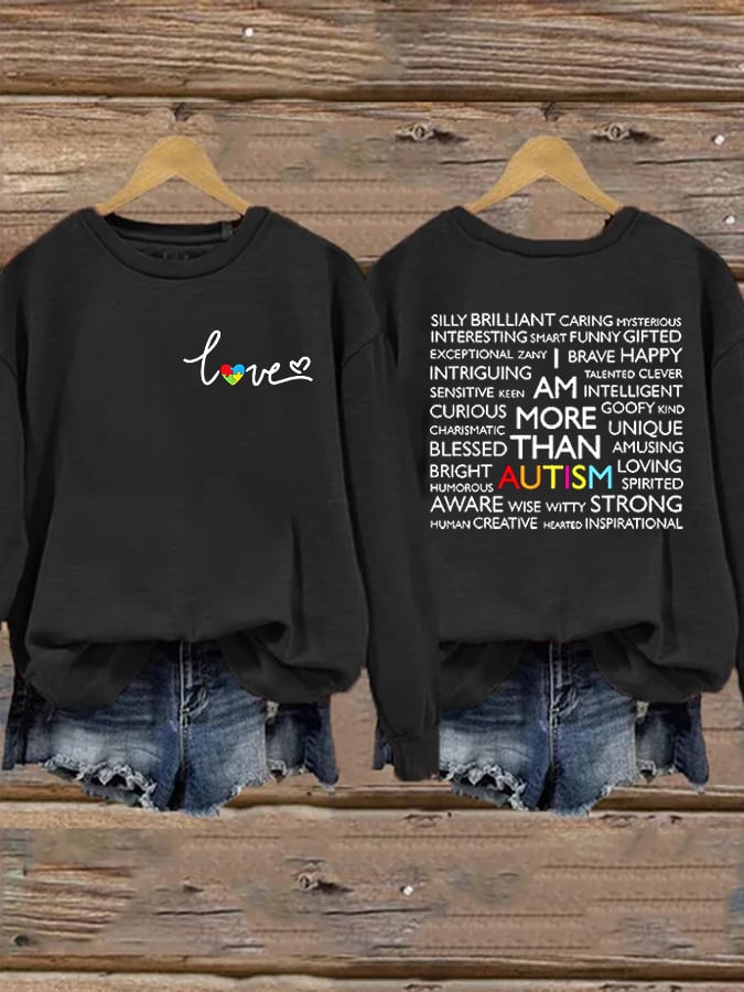 Women's Autism Awareness Printed Sweatshirt