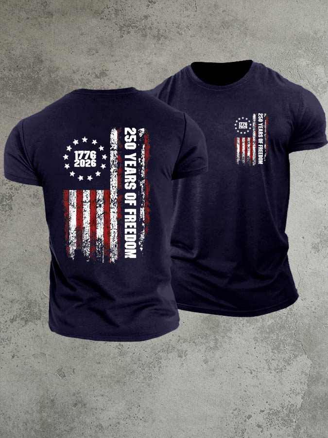 1776-2026 250 Years Of Freedom Pattern 100% Cotton T-Shirt