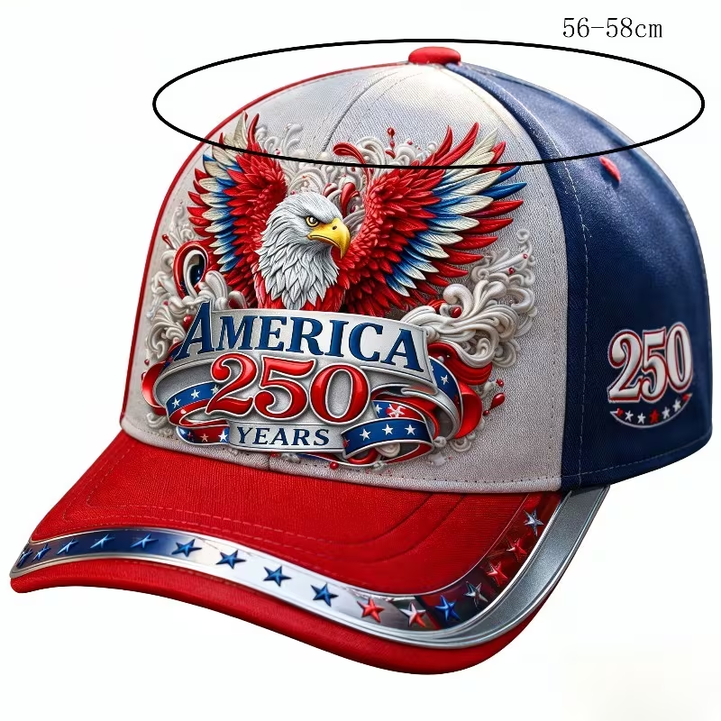 250th Anniversary Patriotic Baseball Cap, Red Bald Eagle Printed American Flag Hat