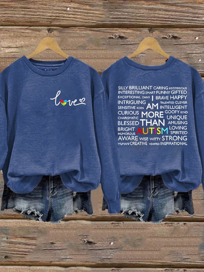 Women's Autism Awareness Printed Sweatshirt