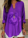 Women's Alzheimer's Awareness Purple Floral Cotton and Linen Shirt