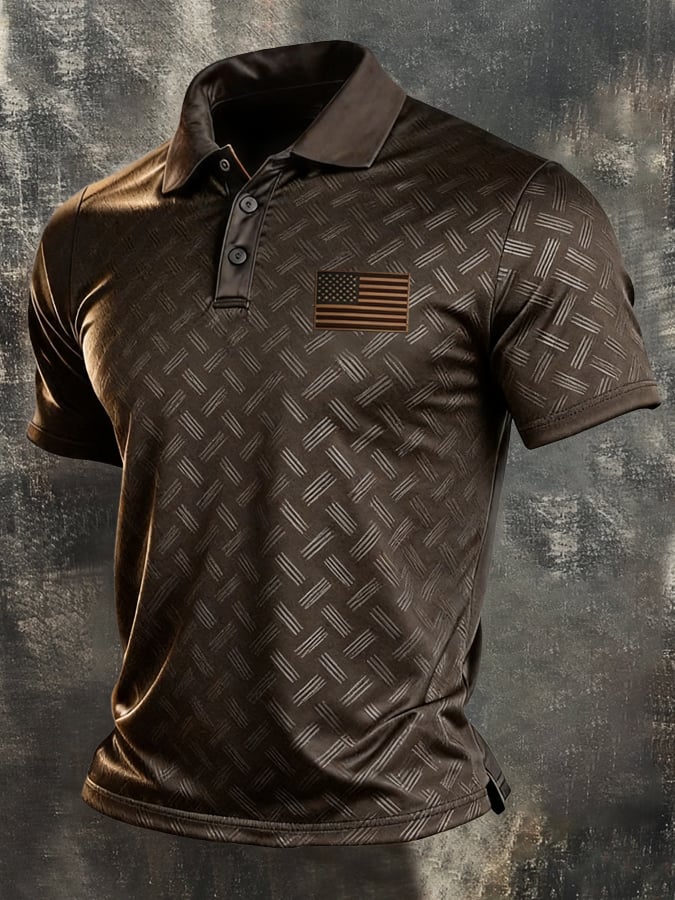 Men's Retro "Patriot" Color-Block Short-Sleeve Polo Shirt