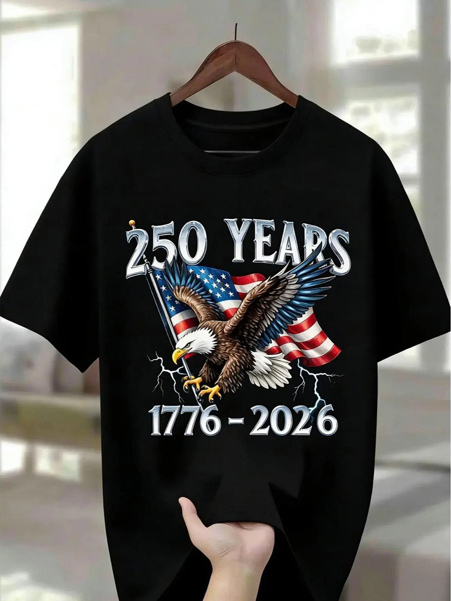 250 Years 1776- 2026 United States Flag 100% Cotton T-Shirt