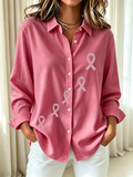 Women'S  Casual  Print Lapel Long Sleeve Shirt
