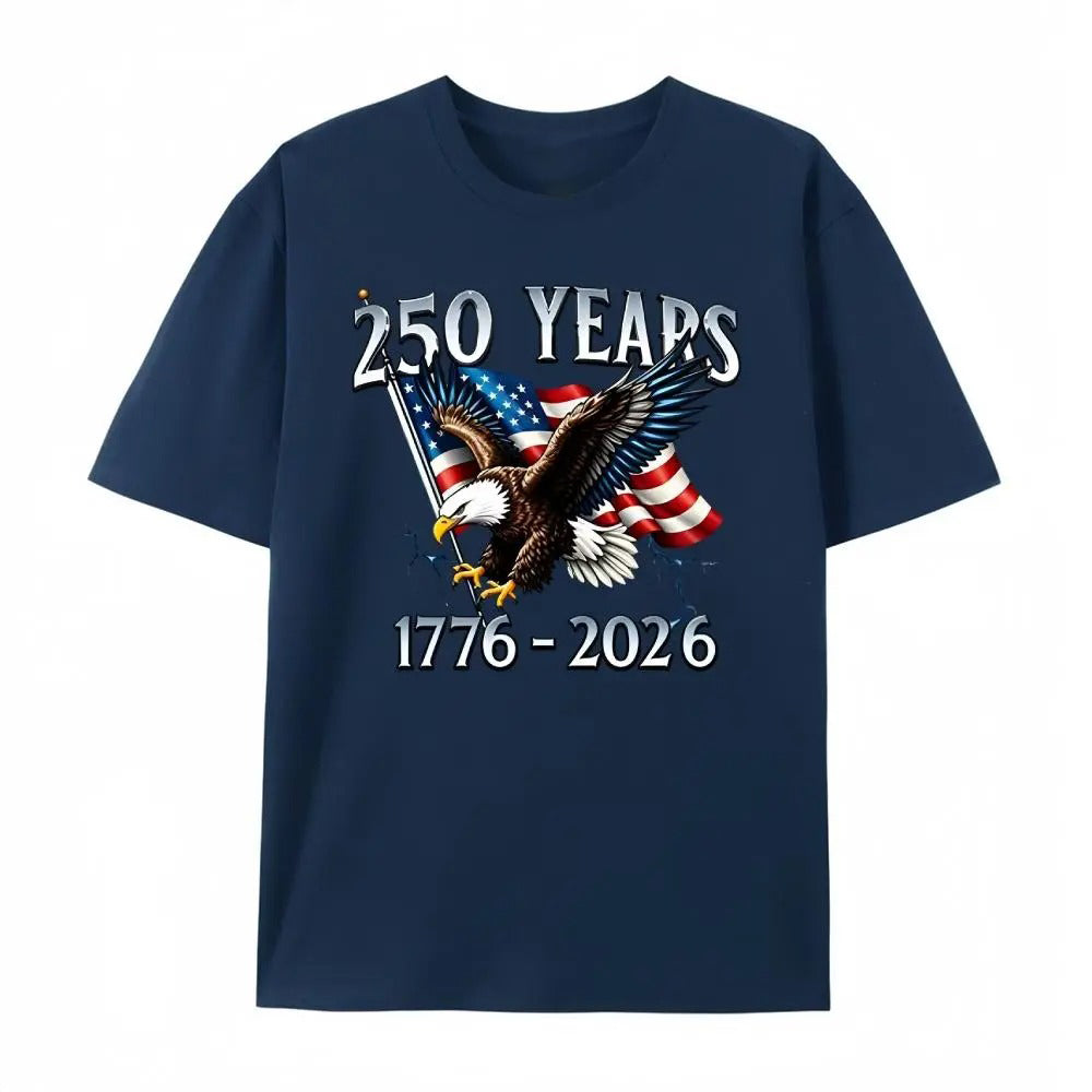 250 Years 1776- 2026 United States Flag 100% Cotton T-Shirt