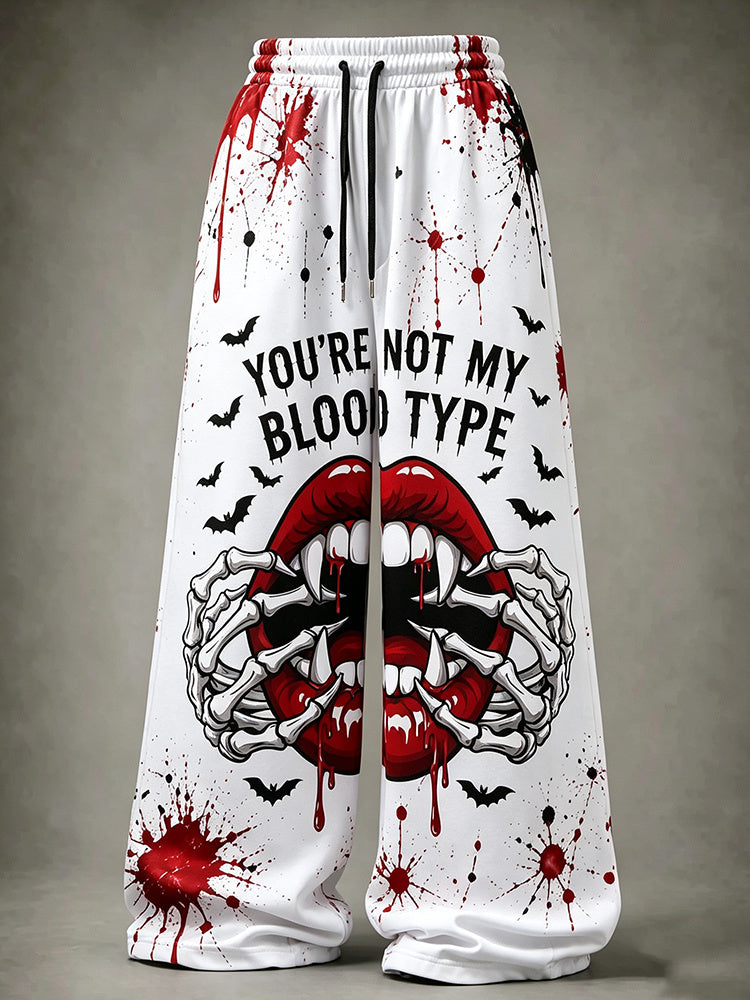 Retro "you're Not My Blood" Printed Pants
