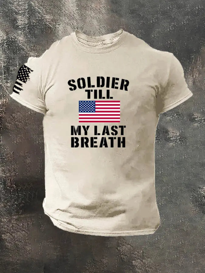 Soldier Till My Breath Last Pattern 100% Cotton T-Shirt