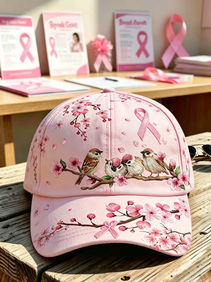 Unisex Pink Floral Print Hat