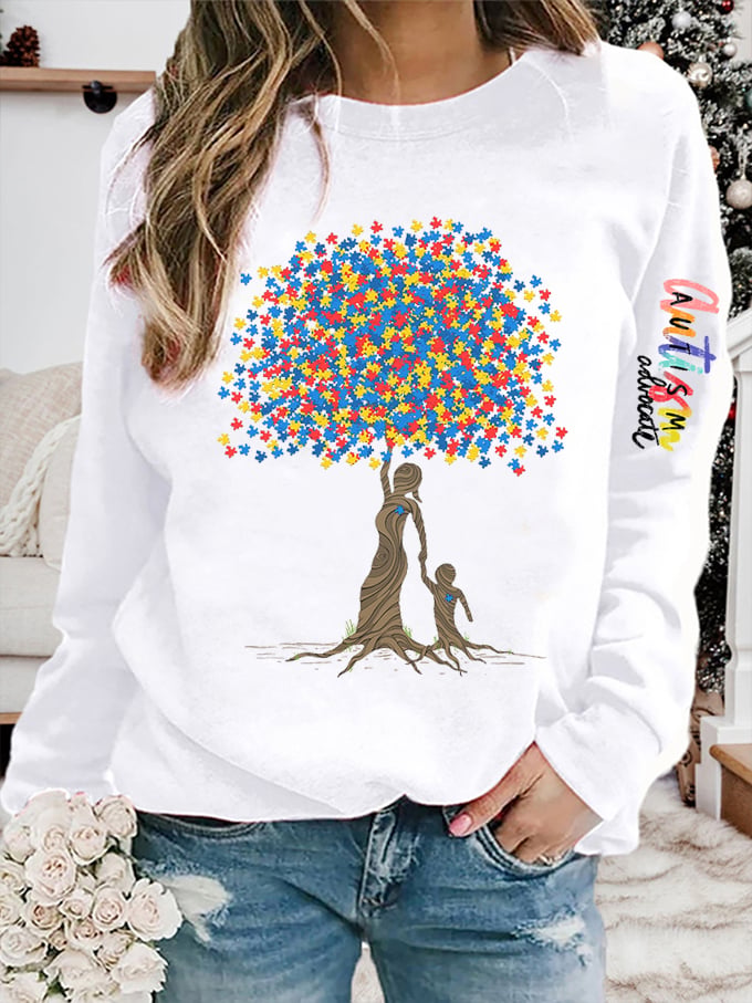 Women's Tree of Life Autism Awareness Printed Sweatshirt