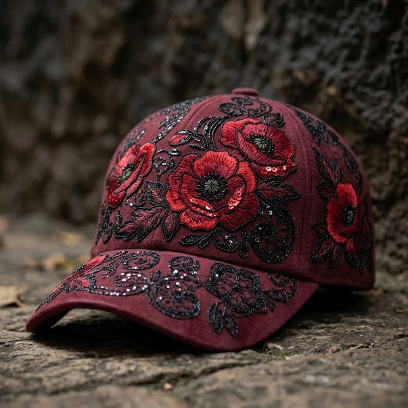 Retro Poppy Print Casual Hat