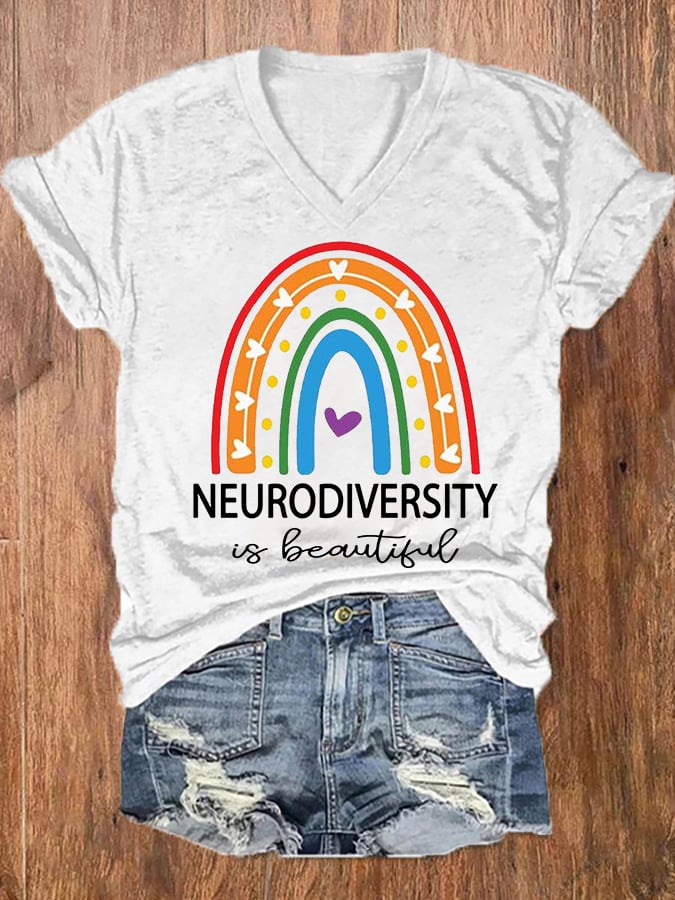 Women's Neurodiversity Is Beautiful Autism V-Neck Tee