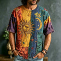 Men's Retro Bohemian Hippie Style Star And Moon Embroidered Print T-shirt