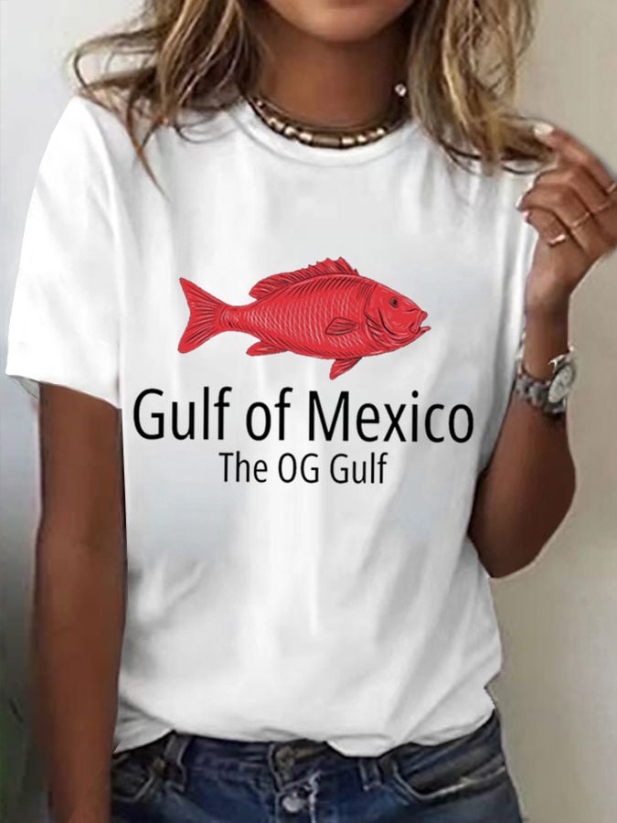 Women's "Gulf Of Mexico, The Og Gulf" Printed Casual T-Shirt