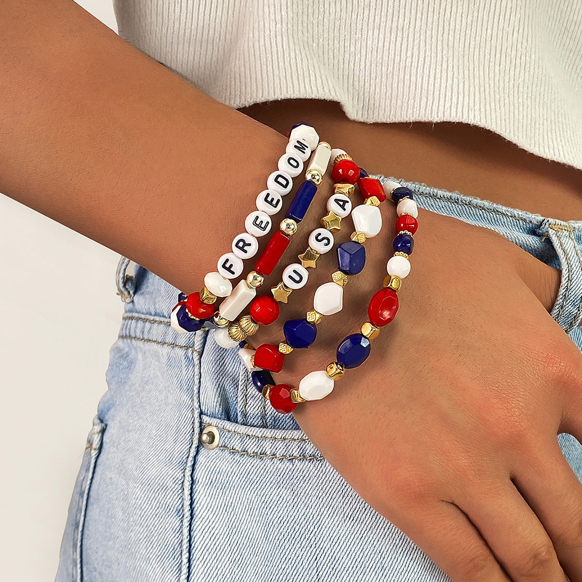 Independence Day Usa American Flag Bracelet