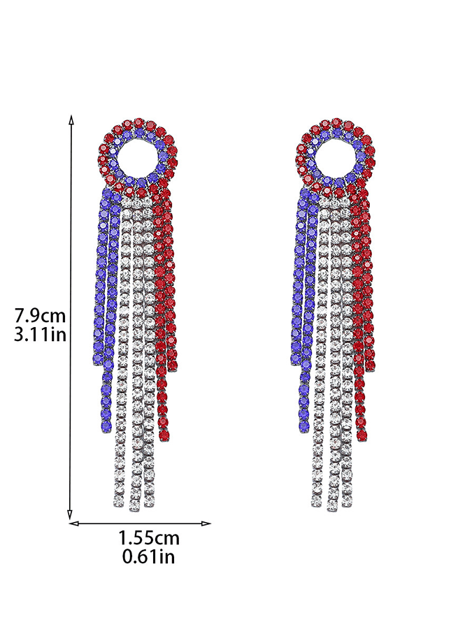 Independence Day Rhinestone Pendant Earrings