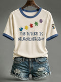 Women'S Casual Autism-Print Short-Sleeve T-Shirt
