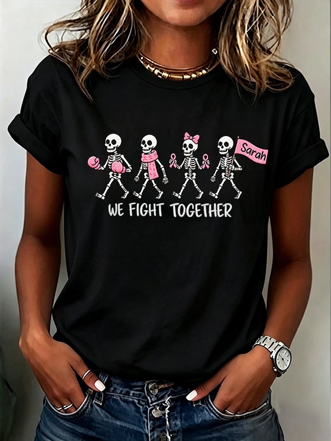 Women's Casual Breast Cancer Awareness Print Top
