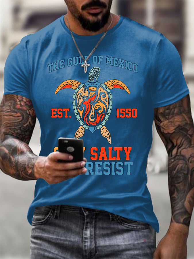Men's Gulf Of Mexico Printed Round Neck T-Shirt