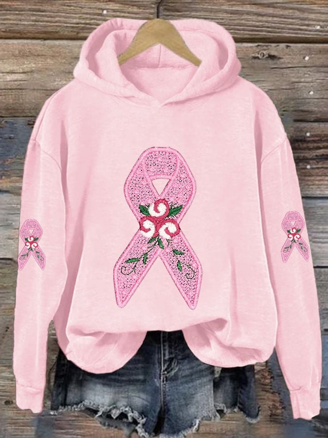 Womens Awareness Ribbon With Roses Hoodie