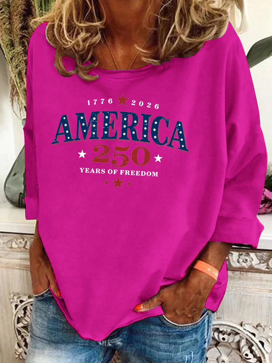Women's America 250 Years Of Freedom  Pattern  Long Sleeve T-Shirt