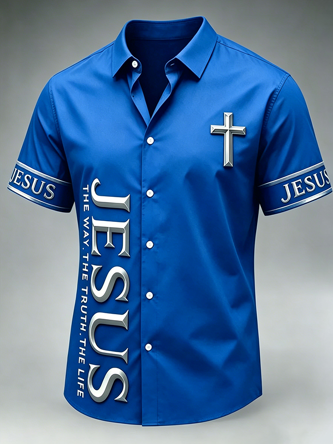 Men's Faith Cross Printed Casual Shirt