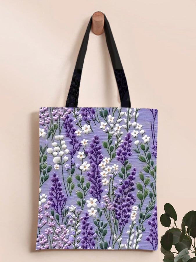 Retro Purple Lavender Print Bag