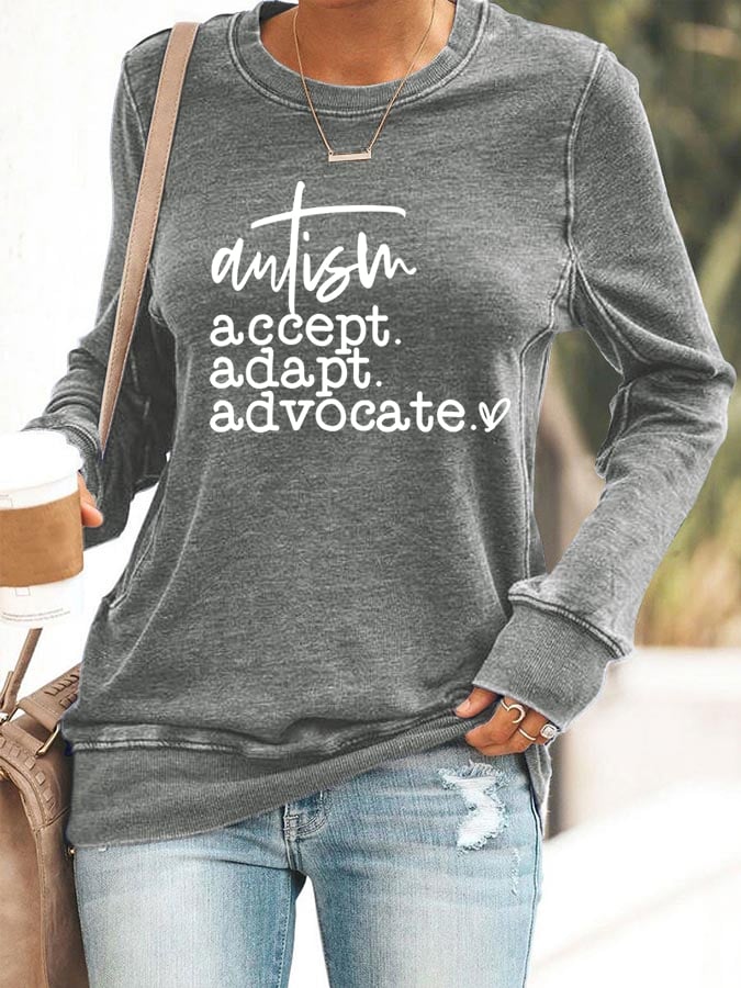Women'S  Autism Awareness Print Casual Sweatshirt