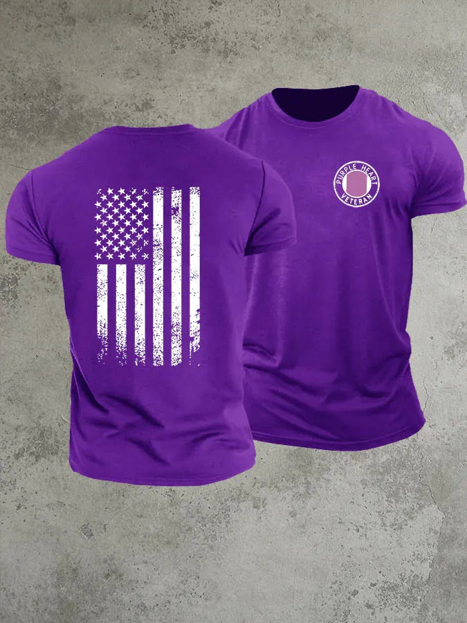 National Purple Heart Day Purple Heart Veteran Pattern 100% Cotton T-Shirt