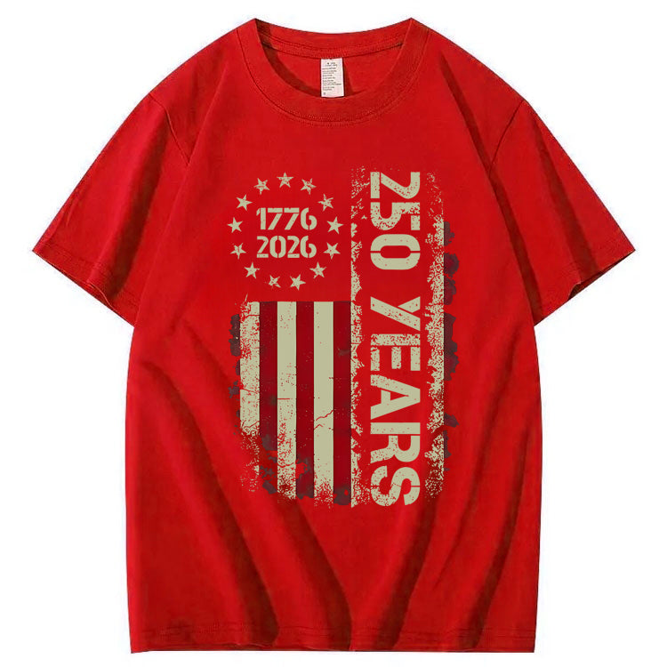250 Years Anniversary USA Shirts Mens 250th American Flag 100% Cotton T-Shirt
