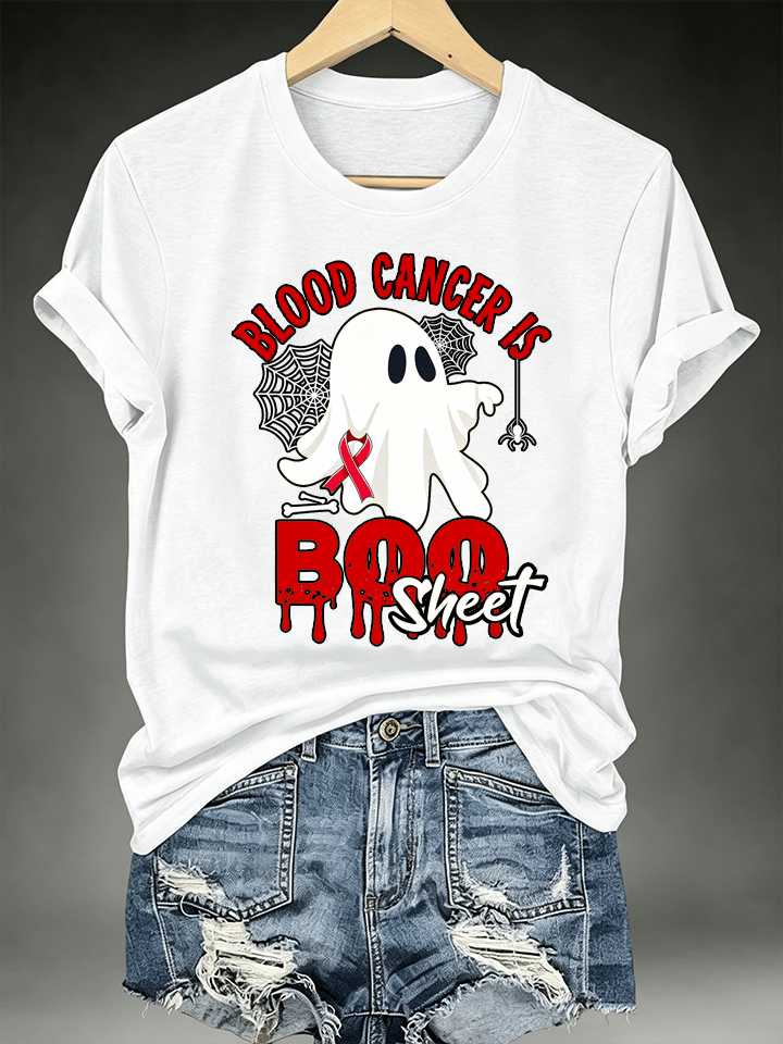Women's BLOOD CANCER IS BOO SHEET Print T-Shirt