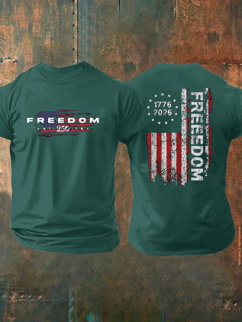 Freedom 250th Anniversary Pattern 100% Cotton T-Shirt