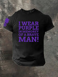 National Purple Heart Day Wear Purple Of A Brave Man Pattern 100% Cotton T-Shirt