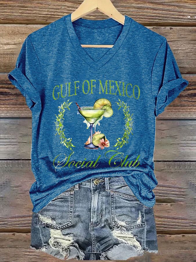 Women's Gulf of Mexico Print V-Neck T-Shirt