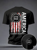 Men's Casual USA 250th Anniversary Printed Short-Sleeve T-Shirt