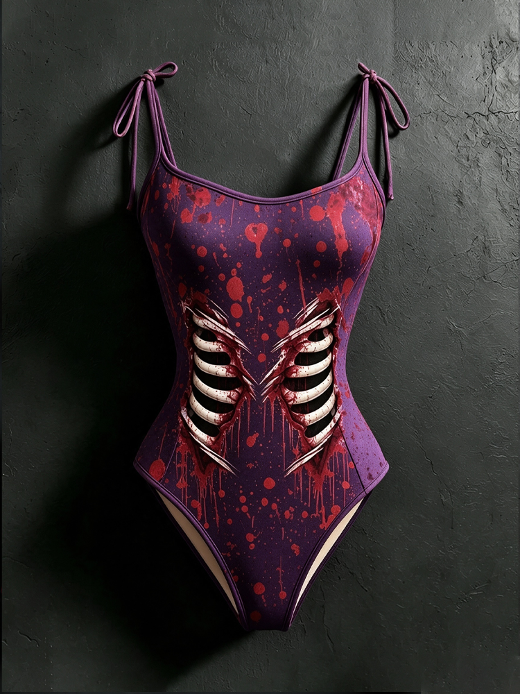 Women's Halloween Blood Stain And Skeleton Print Hoodie Two-piece Set