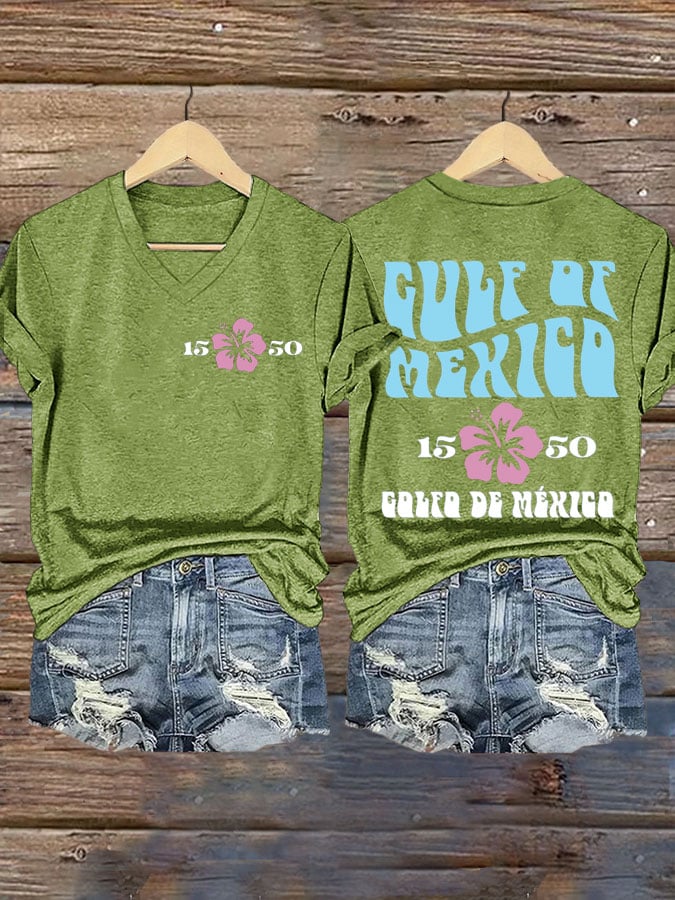 Women's Gulf of Mexico Print V-Neck T-Shirt