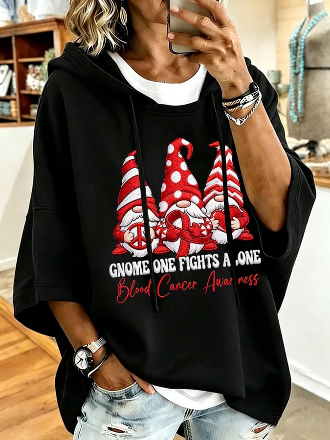 Women'S Blood Cancer Promotion Red Ribbon Printed Casual Hoodie