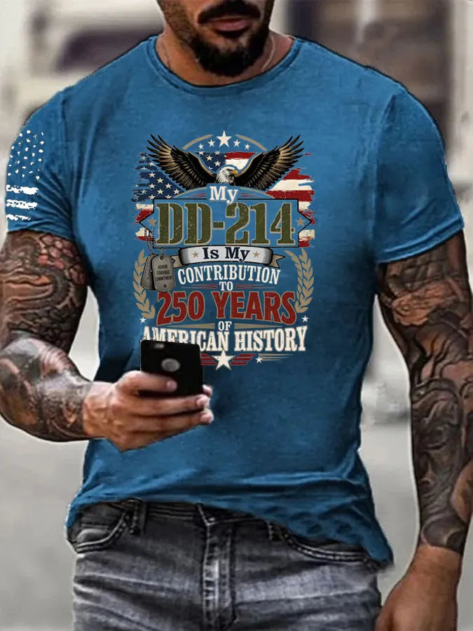 DD214 Is My Contribution To 250 Years Of American History Pattern 100% Cotton T-Shirt