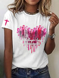 Women's Breast Cancer Faith Hope Love Print T-Shirt