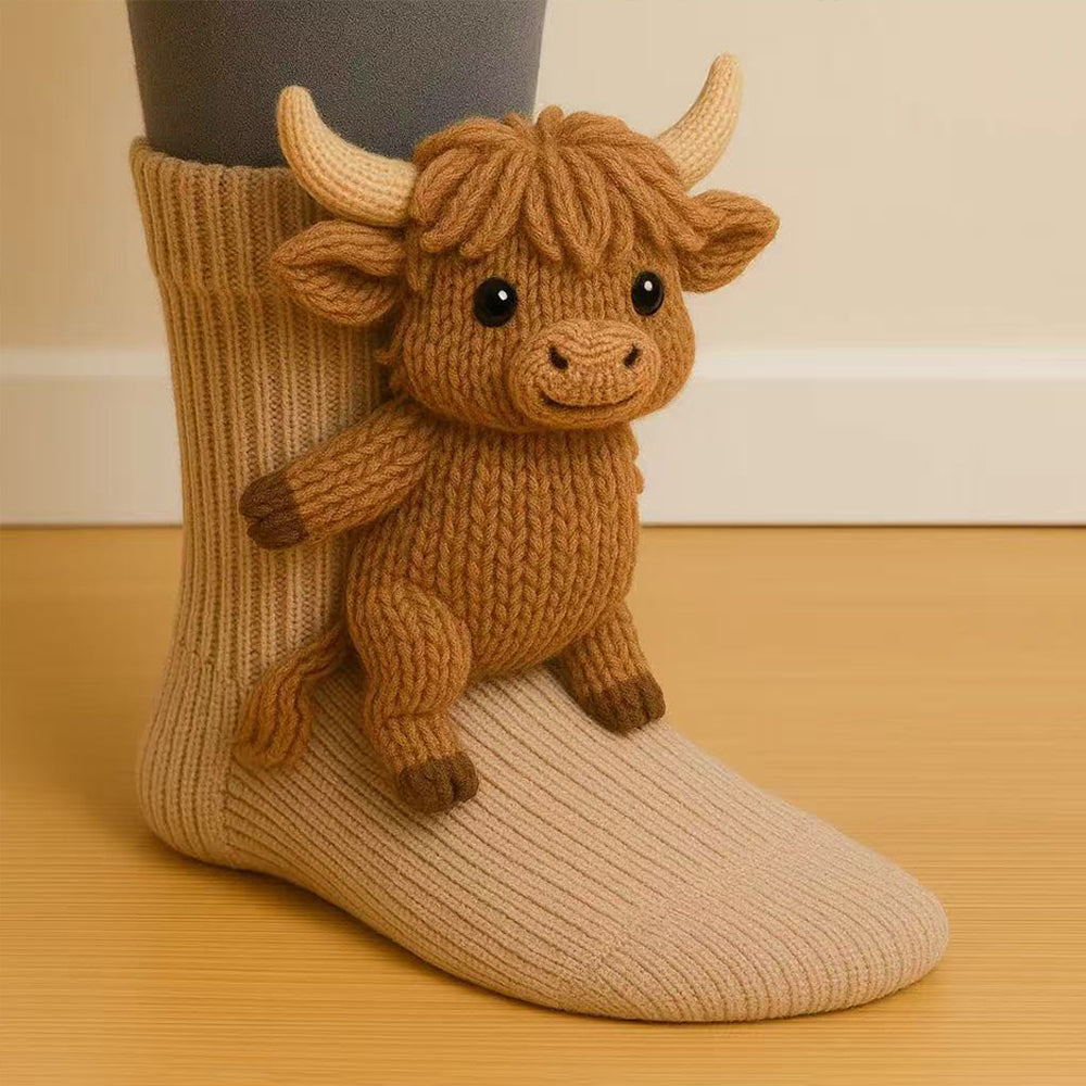 Furry Crochet Animal Thick Needle Socks