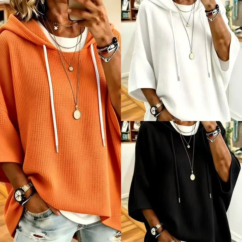 Women'S Waffle Weave Oversized Hoodie