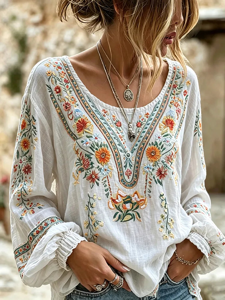 Women's Bohemian Floral Print Casual T-shirt