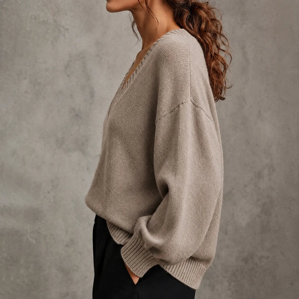 Retro V-neck Pullover Knit Sweater