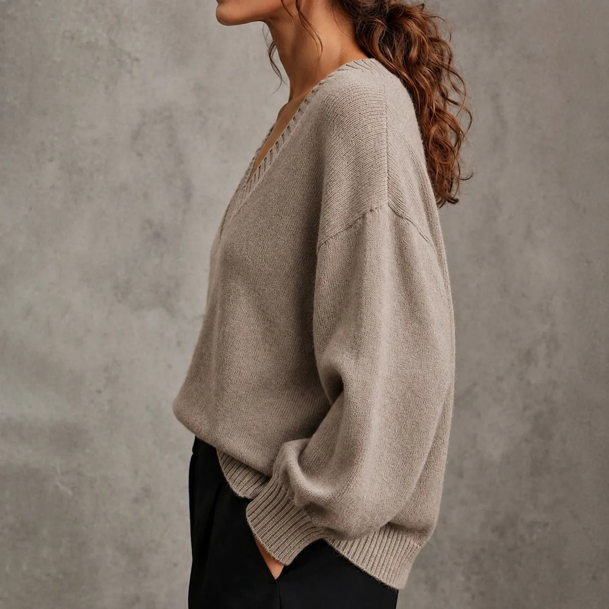 Retro V-neck Pullover Knit Sweater