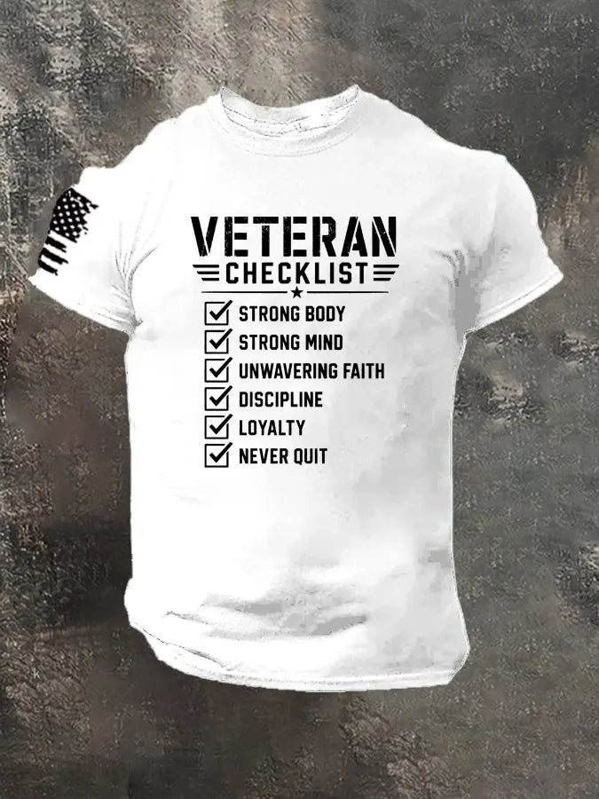 Veteran Checklist  Pattern 100% Cotton T-Shirt