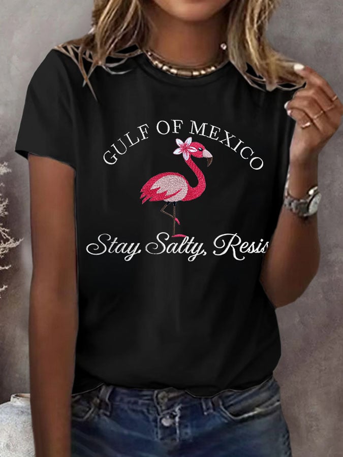 Women's Gulf Of Mexico Print Round Neck T-Shirt