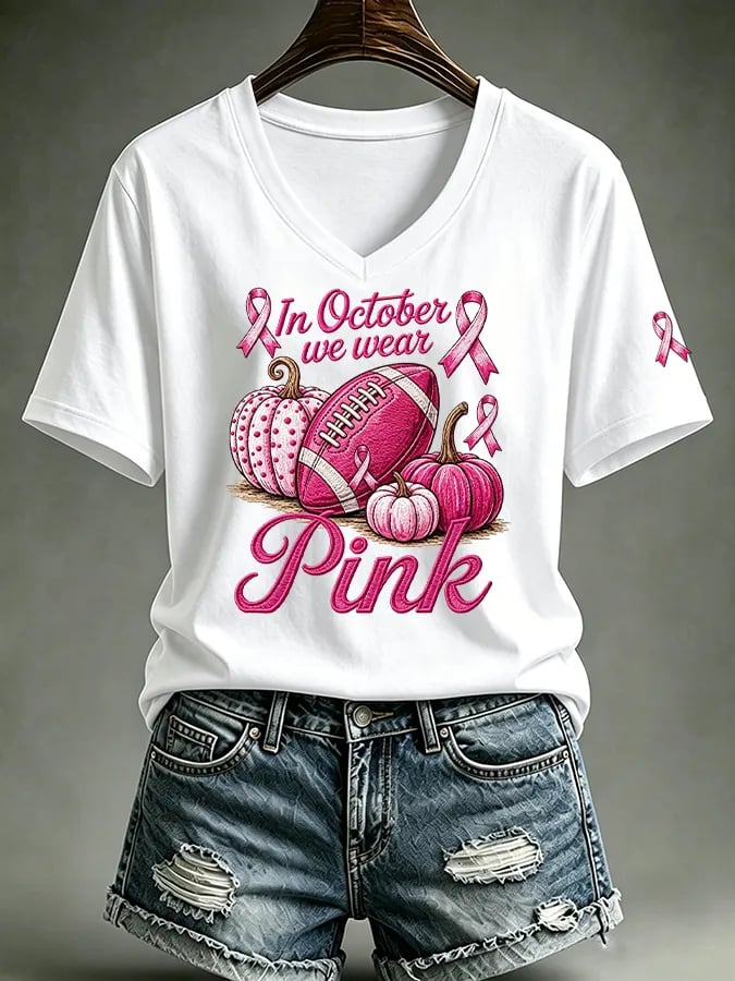 We Wear Pink Printed T-Shirts For Women In October
