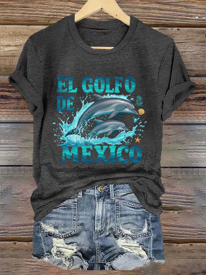 Women's "The Gulf of Mexico" Dolphin Print T-Shirt