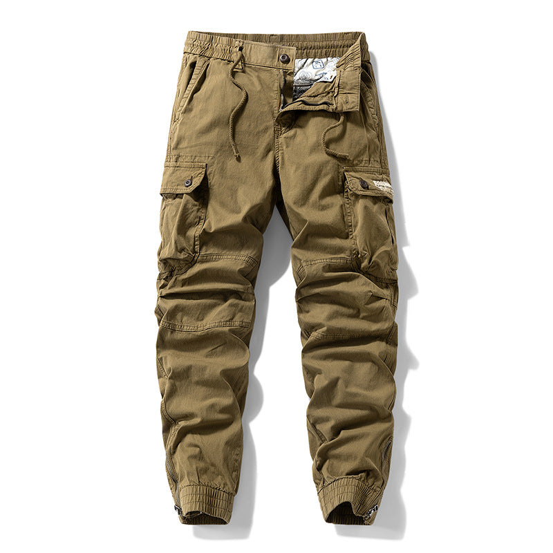 Men's Pants - Versatile Functional Cargo Pants for Men, Drawstring Cuffs, Multiple Pockets, Retro Outdoor Casual Style