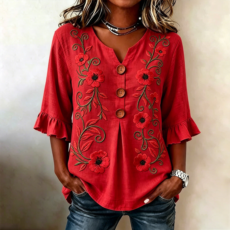 Women's Memorial Day Poppy Art Casual Shirt